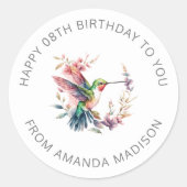 Sticker Rond Soirée d'anniversaire des Hummingbirds Floral Wrea (Devant)