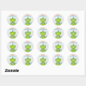 Sticker Rond Soirée d'anniversaire des robots verts (Feuille)