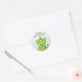 Sticker Rond Soirée d'anniversaire des robots verts (Enveloppe)