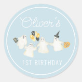 Sticker Rond Soirée d'anniversaire du garçon Halloween Ghost (Devant)