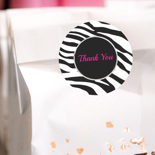 Sticker Rond Soirée d'anniversaire en safari imprimé noir blanc