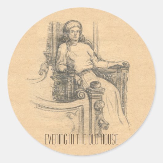 Sticker Rond Soirée dans la vieille maison (Devant)