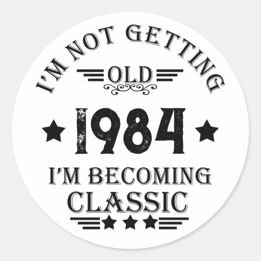 Sticker Rond Soirée de 40 ans vintage personnalisée (Devant)