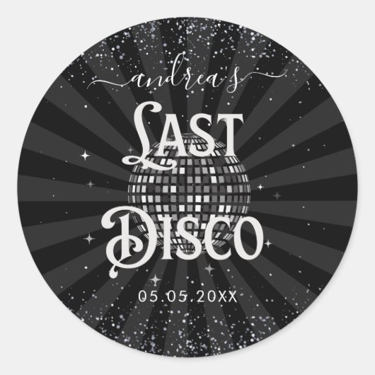 Sticker Rond Soirée de Bachelorette Disco Rétro 70 (Devant)