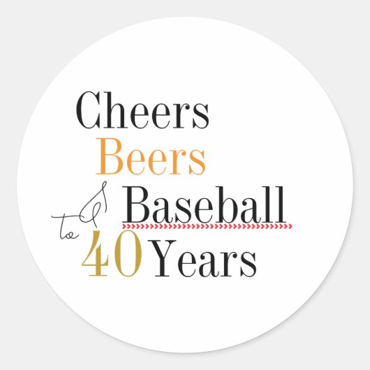 Sticker Rond Soirée de baseball de 40e anniversaire (Devant)