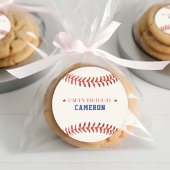 Sticker Rond Soirée de baseball Sport joyeuse fête d'anniversai