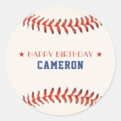 Sticker Rond Soirée de baseball Sport joyeuse fête d'anniversai (Devant)