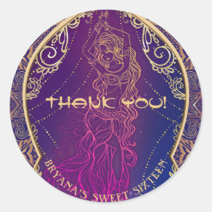 Sticker Rond Soirée de danse orientale marocaine Purple & Gold