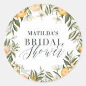 Sticker Rond Soirée de douche de mariée aux agrumes d'orange ru (Devant)