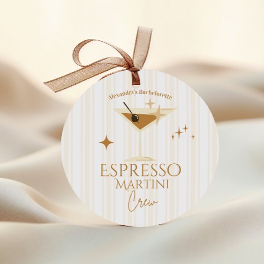 Sticker Rond Soirée de Fiançailles au Martini Espresso