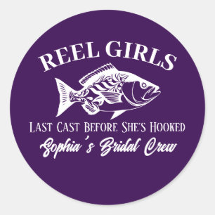 Sticker Rond Soirée de Fille à Hawaï sur le Thème Pêcheur Viole