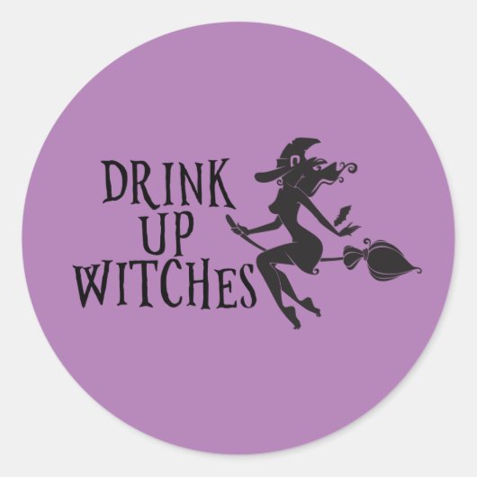 Sticker Rond Soirée de filles sorcières de boissons d'Halloween (Devant)