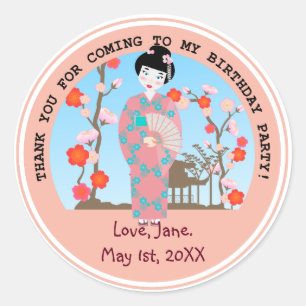 Sticker Rond Soirée de Geisha girl