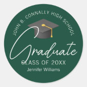 Sticker Rond Soirée de graduation sur mesure de Dark Green Grad (Devant)