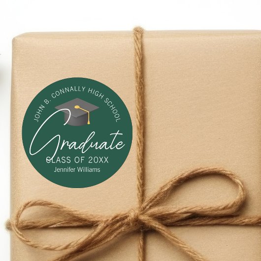 Sticker Rond Soirée de graduation sur mesure de Dark Green Grad