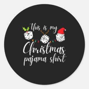 Sticker Rond Soirée de jeu de dés en pyjama de Noël Bunco
