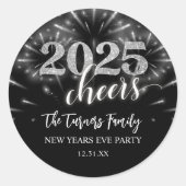 Sticker Rond Soirée de la Saint Sylvestre et Noir (Devant)