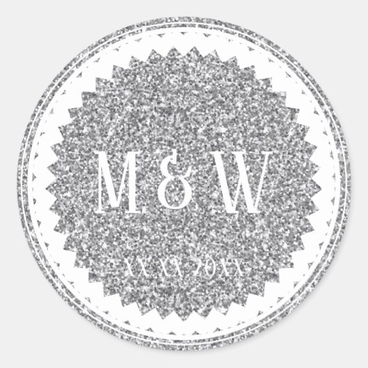Sticker Rond Soirée de mariage Parties scintillant argent class (Devant)