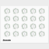 Sticker Rond Soirée de mariage simple Eucalyptus Green (Feuille)