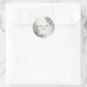 Sticker Rond Soirée de mariage Vert Feuilles Noir Olive Élégant (Sac)