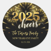 Sticker Rond Soirée de Nouvel An Gold & Black (Devant)