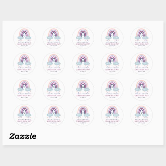 Sticker Rond Soirée de révélation de genre de Little Rainbow (Feuille)