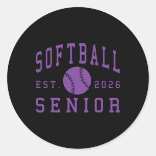 Sticker Rond Soirée des seniors de softball Senior 2026 Diplômé