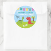 Sticker Rond Soirée Dinosaure personnalisée (Sac)