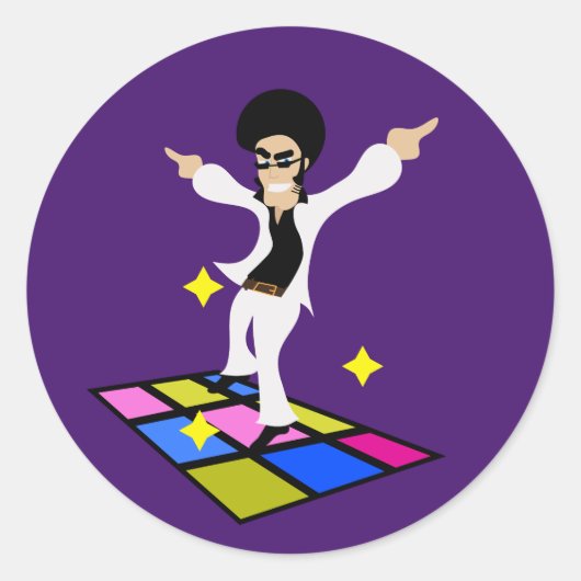 Sticker Rond soirée disco rétro seventies (Devant)