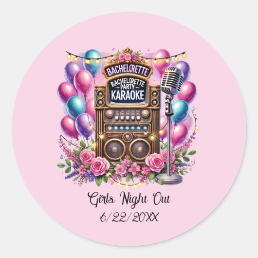 Sticker Rond Soirée entre filles mignonnes ajouter nom date  (Devant)