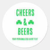 Sticker Rond Soirée fête Cheers and Beers (Devant)