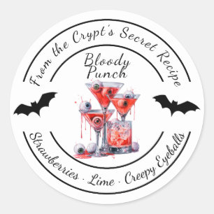 Sticker Rond Soirée Halloween Cocktail Sang Ensorcelé Épouv