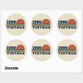 Sticker Rond Soirée personnalisée vintage de 35 ans (Feuille)