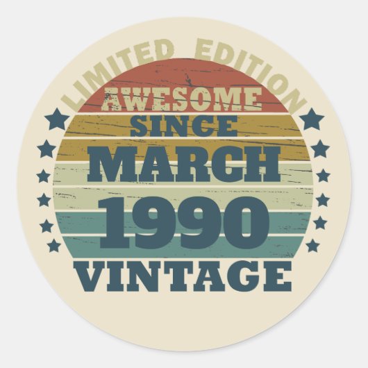 Sticker Rond Soirée personnalisée vintage de 35 ans (Devant)