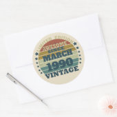 Sticker Rond Soirée personnalisée vintage de 35 ans (Enveloppe)