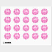 Sticker Rond Soirée poupée rose, Fille Anniversaire Favoriser (Feuille)