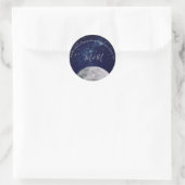 Sticker Rond Soirée Sky Moon Silver Stars Blue Mariage (Sac)