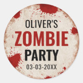 Sticker Rond Soirée zombie avec du sang (Devant)