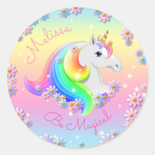Sticker Rond Sois Magique Unicorn Personnalisée Fête des Filles