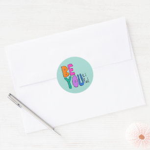Sticker Rond Sois Mince Belle Lettres Colorées