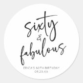 Sticker Rond Soixante et fabuleux Minimal 60e fête d'anniversai (Devant)