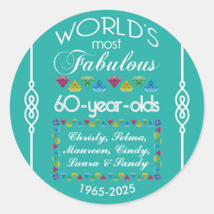 Sticker Rond soixantième Anniversaire la plupart de groupe