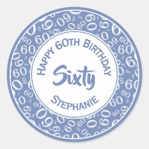Sticker Rond soixantième Motif 60 de nombre d'anniversaire ble