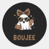 Sticker Rond Soky & Boujee Ghost Coquette Leopard Boo Jee H (Devant)