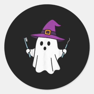 Sticker Rond Soky Dentist Ghost Halloween Smile Dental Botity