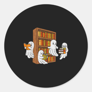 Sticker Rond Soky Ghost Livres de lecture Bibliothèque Hallowee