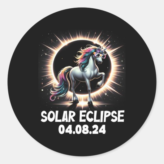 Sticker Rond Solaire Eclipse 2024 Total Eclipse 8 Avril 24 Unic (Devant)