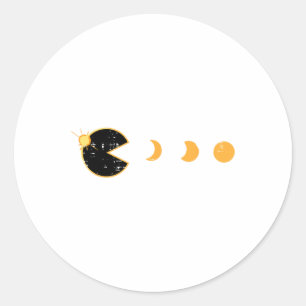 Sticker Rond Solaire Eclipse Gamer Manger Sun Retro Video Jeu M