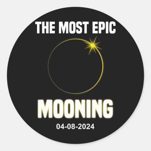 Sticker Rond Solaire Eclipse Mooning Funny 04.08.2024 Eclipse (Devant)