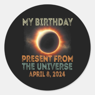 Sticker Rond Solar Eclipse 2024 Anniversaire présent 4.8.24 Tot